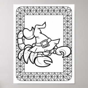 Funny Halloween Scorpion Angry Colouring Page Poster