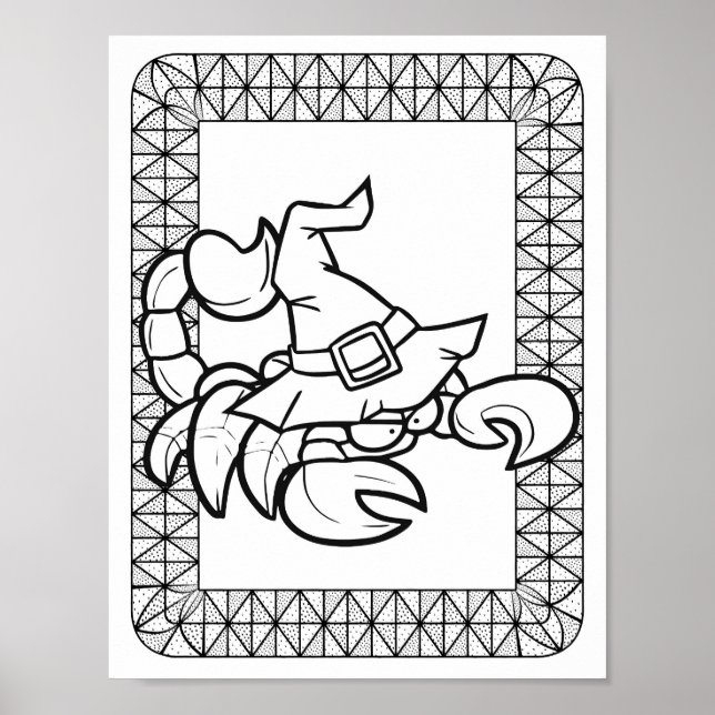 Funny Halloween Scorpion Angry Colouring Page Poster (Front)