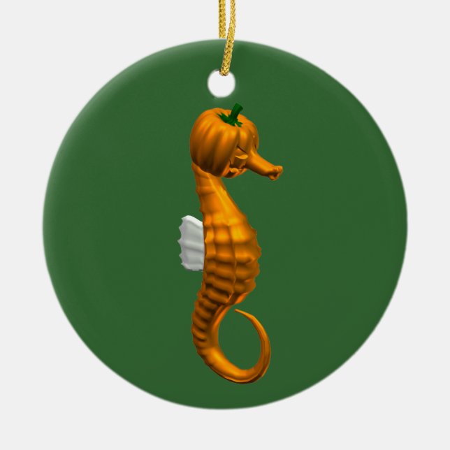 Funny Halloween Seahorse Ceramic Tree Decoration (Front)