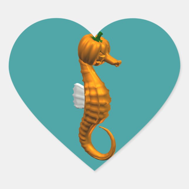 Funny Halloween Seahorse Heart Sticker (Front)