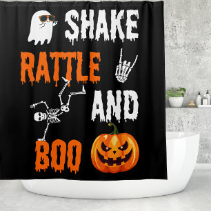 Funny Halloween Shake Rattle Boo Fun Pumpkin Shower Curtain
