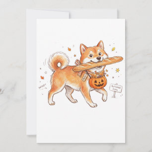 Funny Halloween Shiba Inu Dog Baguette Bread Pillo Save The Date