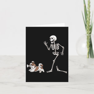 Funny Halloween Shih Tzu And Skeleton  Card