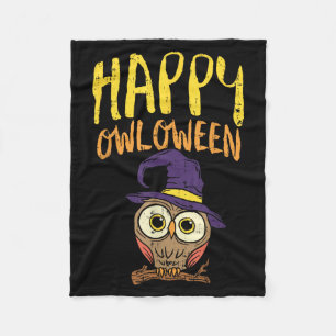 Funny Halloween Shirt Happy Owloween Owl Lover Fleece Blanket