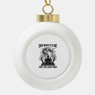 Funny Halloween Shirt Spooky Season Run Away Desig Ceramic Ball Christmas Ornament