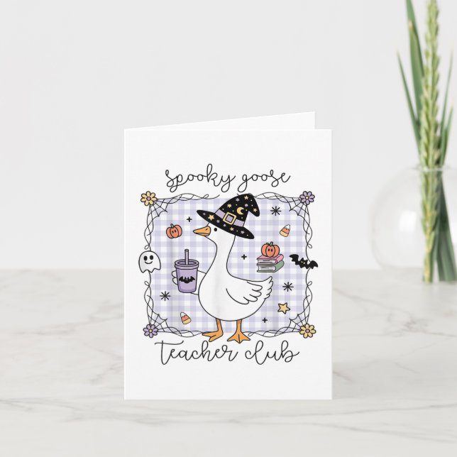 Funny Halloween Silly Goose Witch Spooky Goose Tea Card (Front)