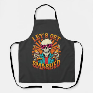 Funny Halloween Skeleton Beer Smashed Design_1 Apron
