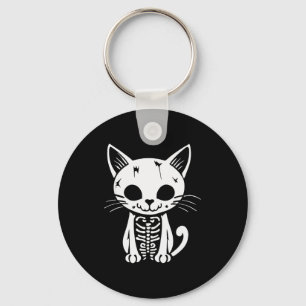 Funny Halloween Skeleton Cat Kitty Costume Skull C Key Ring