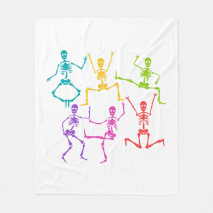 funny Halloween, skeleton dancing Fleece Blanket