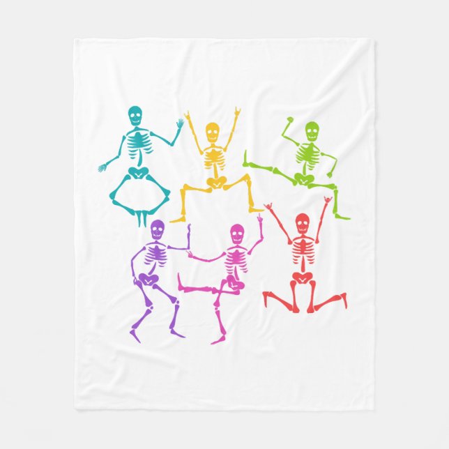 funny Halloween, skeleton dancing Fleece Blanket (Front)