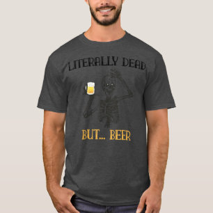 Funny Halloween Skeleton Fall Beer Design  T-Shirt
