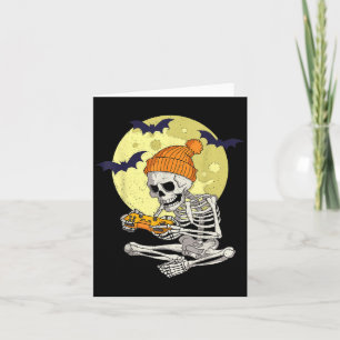 Funny Halloween Skeleton Gamer Video Games Boys Me Card