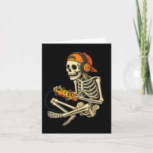 Funny Halloween Skeleton Gamer Video Gaming Boys M Card