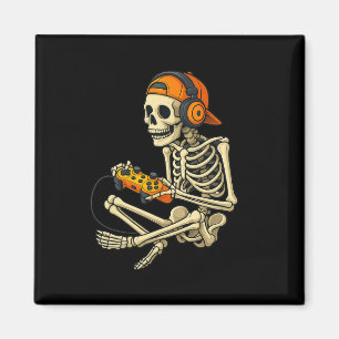 Funny Halloween Skeleton Gamer Video Gaming Boys M Magnet
