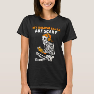 Funny Halloween Skeleton Gamer Video Gaming Skills T-Shirt