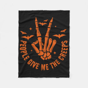 Funny Halloween Skeleton Hand Fall People Give Me Fleece Blanket