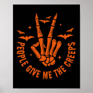 Funny Halloween Skeleton Hand Fall People Give Me Poster