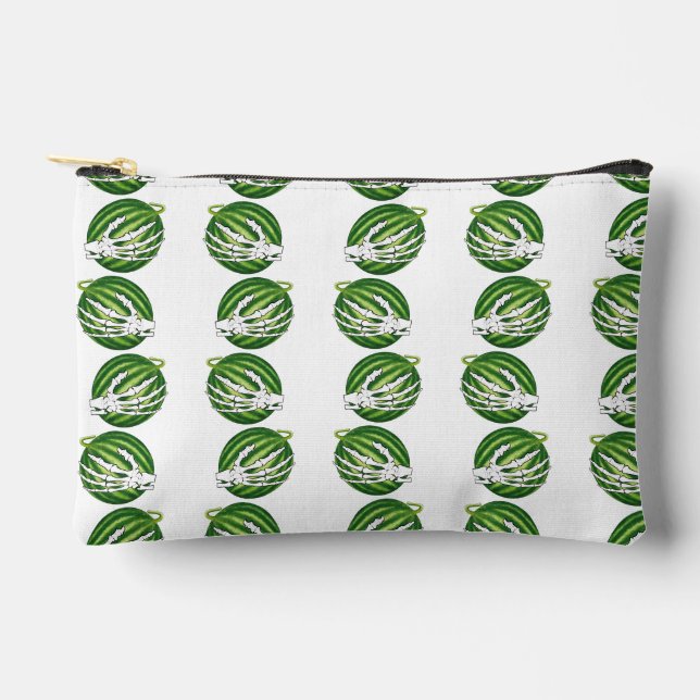 Funny Halloween Skeleton Hands Holding Melons Accessory Pouch (Front)