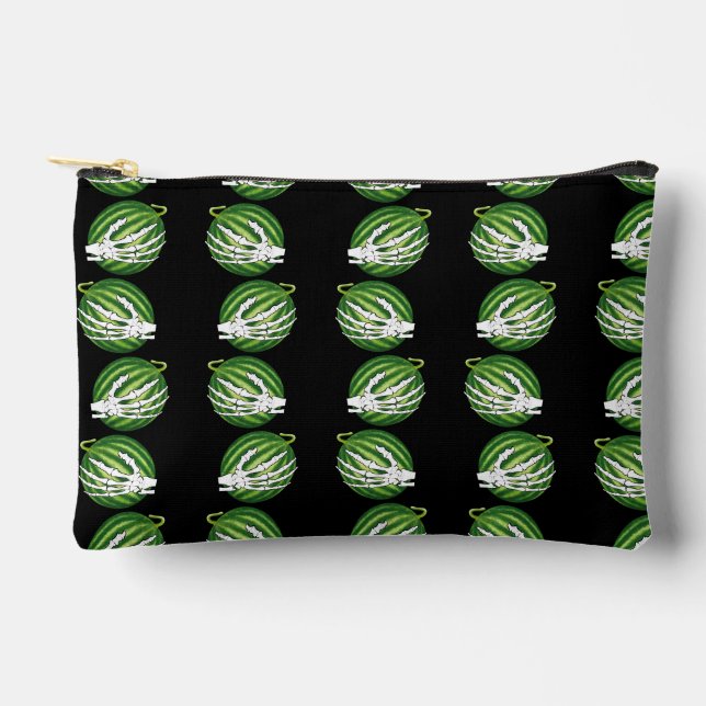 Funny Halloween Skeleton Hands Holding Melons Accessory Pouch (Front)
