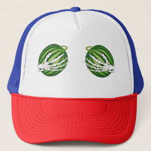 Funny Halloween Skeleton Hands Holding Melons Trucker Hat