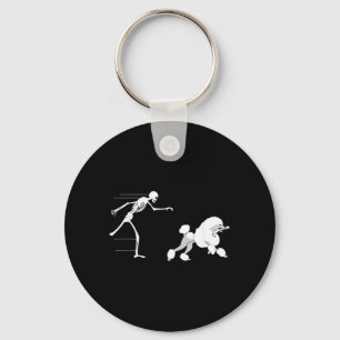 Funny Halloween Skeleton Leg Poodle Key Ring