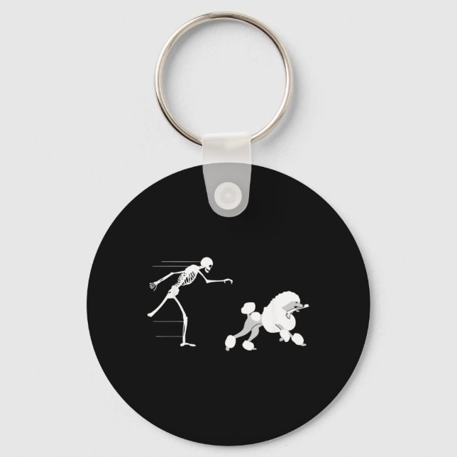 Funny Halloween Skeleton Leg Poodle Key Ring (Front)