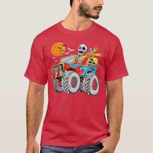 Funny Halloween Skeleton Monster-truck Kids Boys T T-Shirt