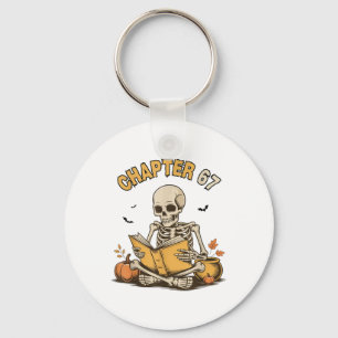 Funny Halloween Skeleton Reading Book 67 Memes _1 Key Ring