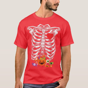 Funny Halloween Skeleton Rib Cage Candy Easy Costu T-Shirt