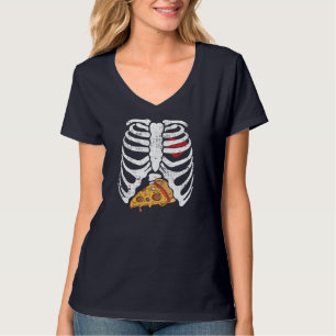 Funny Halloween Skeleton Rib Cage Pizza Easy Costu T-Shirt
