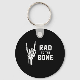 Funny Halloween Skeleton Rock Hand Rad To The Bone Key Ring