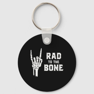 Funny Halloween Skeleton Rock Hand Shirt Rad to Key Ring