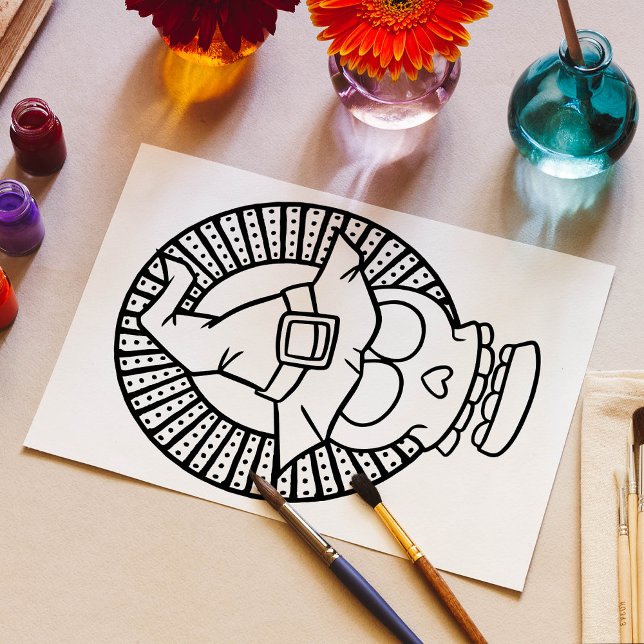 Funny Halloween Skull Smiling Colouring Page Poster (Creator Uploaded)