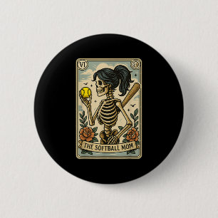 Funny Halloween Softball Mama Mom Skeleton Tarot C 6 Cm Round Badge