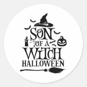 Funny Halloween Son Of A Witch Baby Classic Round Sticker