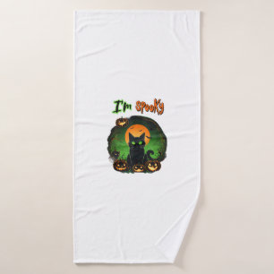 Funny Halloween Spooky Black Cat Pumpkin Bat Starr Bath Towel