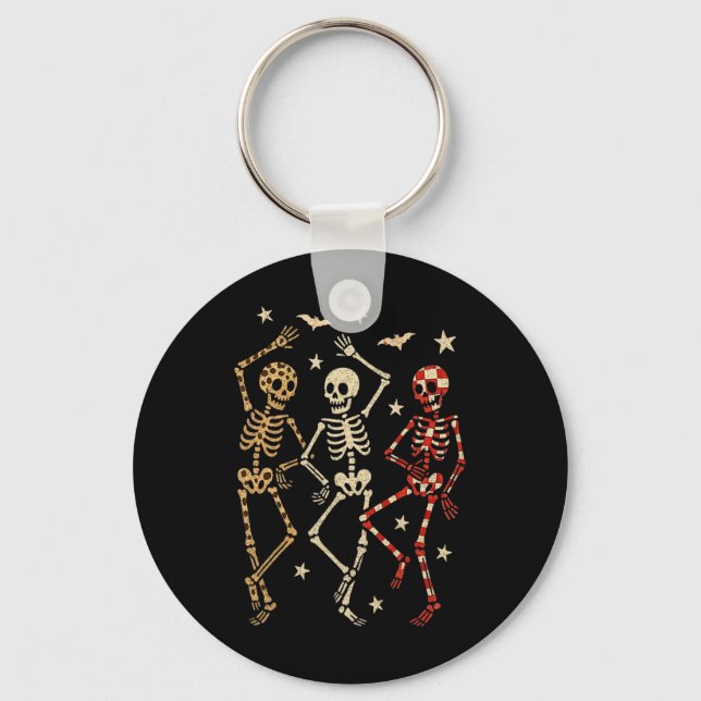 Funny Halloween Spooky Bones Skull Dancing Gift Sk Key Ring (Front)