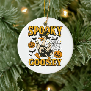 Funny Halloween Spooky Goosey Goose in Costume Ceramic Tree Decoration