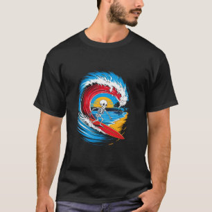 Funny Halloween Spooky Skeleton Surfing T Shirt
