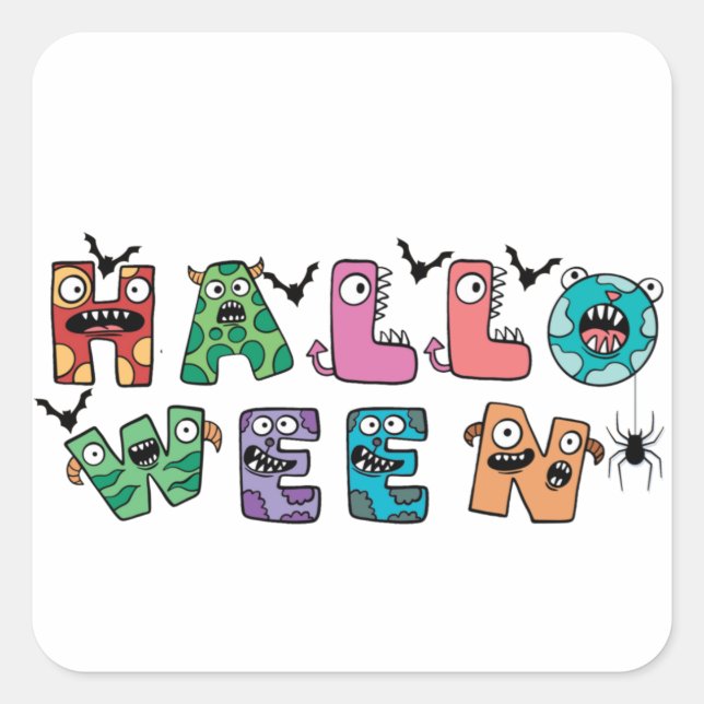 Funny Halloween Square Sticker (Front)