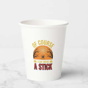 Funny Halloween Stick Shift Spider Web Shirt Desig Paper Cups
