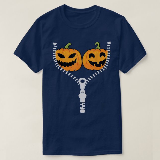 Funny Halloween Stop Staring At My Pumpkins Happy  T-Shirt (Design Front)