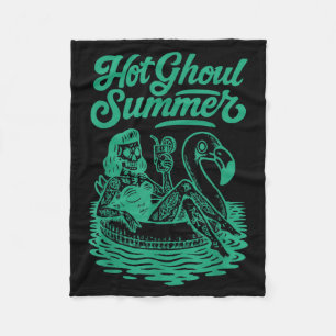 Funny Halloween Summerween Summer Pool Fleece Blanket