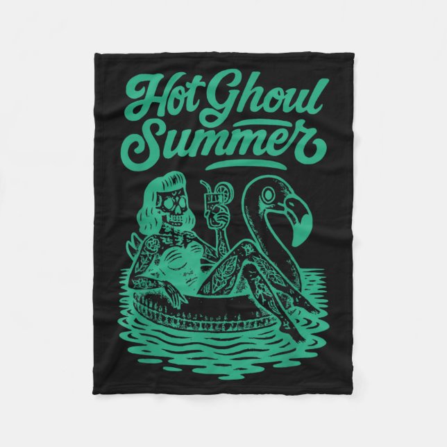 Funny Halloween Summerween Summer Pool Fleece Blanket (Front)