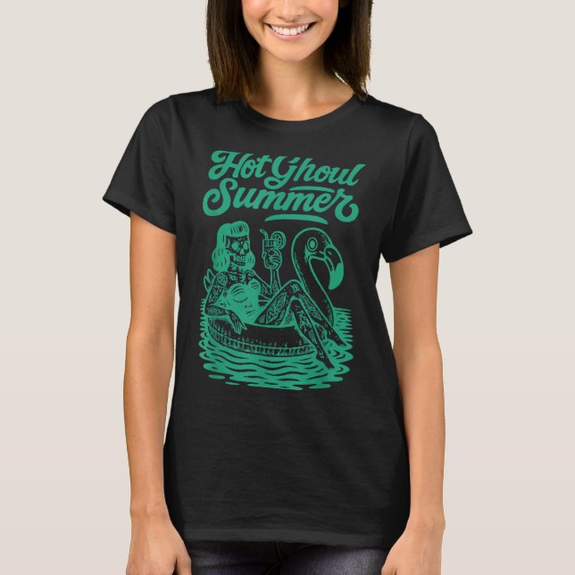 Funny Halloween Summerween Summer Pool T-Shirt (Front)