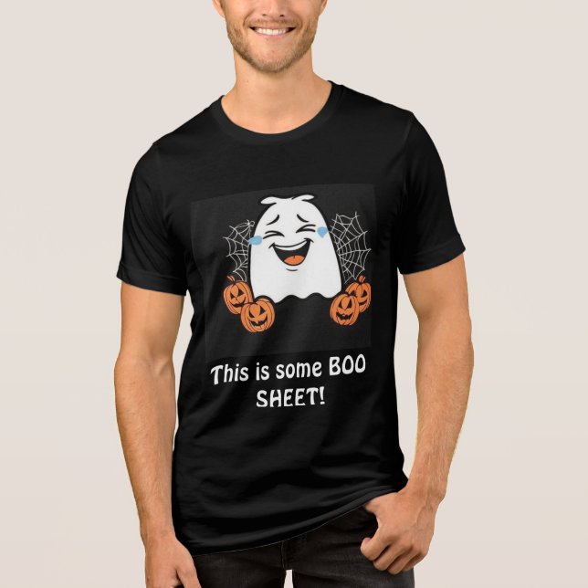 Funny Halloween T-Shirt with laughing Ghost Tri-Blend Shirt (Front)