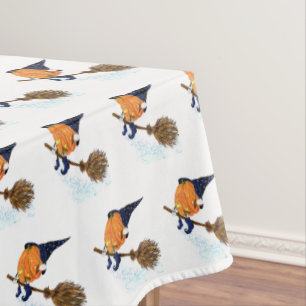 Funny Halloween Tablecloth Witch Pumpkin Flying