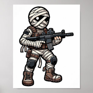 Funny Halloween Tactical Mummy Army Men Veteran Co Poster