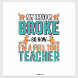 Funny Halloween Teacher Broom Broke Vintage Shirt