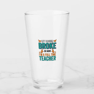 Funny Halloween Teacher Broom Broke Vintage Shirt Glass